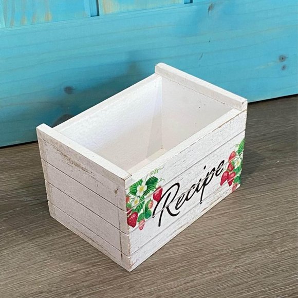 White Wood Crate Recipe Storage Box - Picture 3 of 8